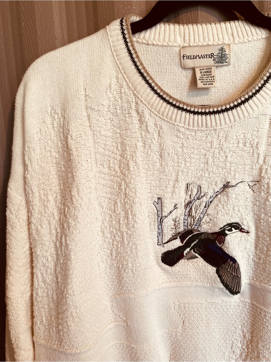 Shenandoah Other - VTG 90s Fieldmaster Men’s Wood Duck Sweater Textured Cotton USA Ivory Preppy XL